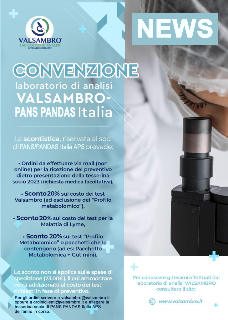 News convenzione tra la VALSAMBRO e gli iscritti a PANS PANDAS Italia APS