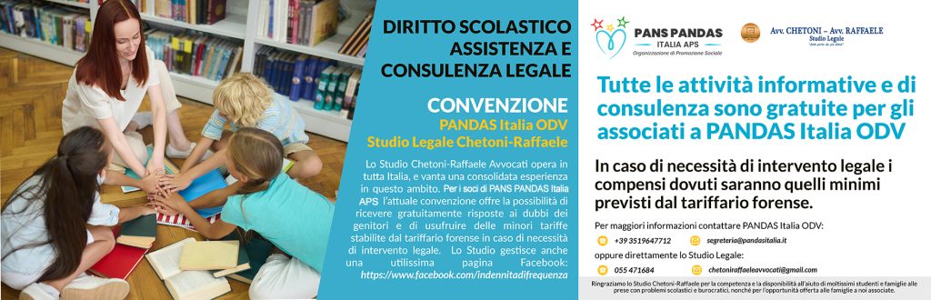 Banner Convenzione tra PANS PANDAS Italia APS e lo studio legale Chetoni