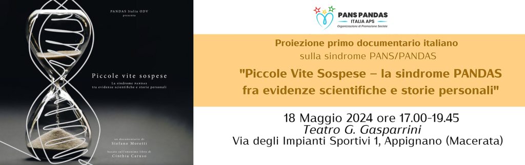 Banner per la proiezione Piccole vite sospese - 18 maggio - teatro G. Gasparrini - Appignano (Macerata)